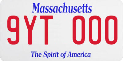 MA license plate 9YT000