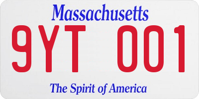 MA license plate 9YT001