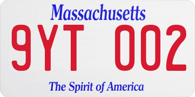 MA license plate 9YT002
