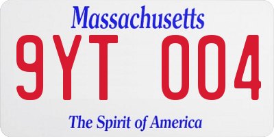 MA license plate 9YT004