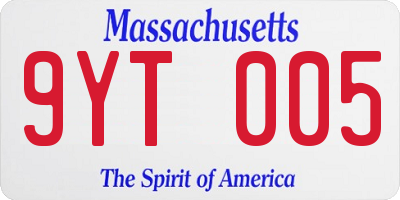 MA license plate 9YT005