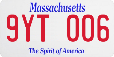 MA license plate 9YT006