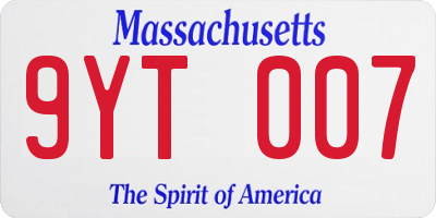 MA license plate 9YT007