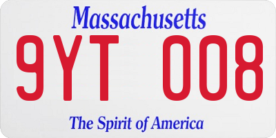 MA license plate 9YT008