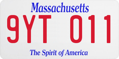 MA license plate 9YT011
