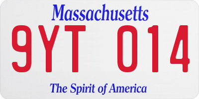 MA license plate 9YT014