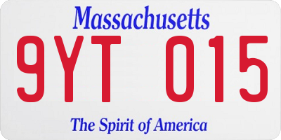 MA license plate 9YT015