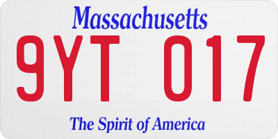 MA license plate 9YT017