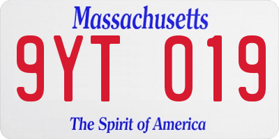 MA license plate 9YT019