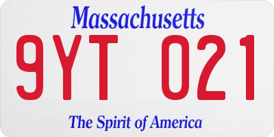 MA license plate 9YT021