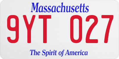 MA license plate 9YT027