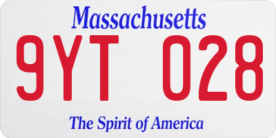 MA license plate 9YT028