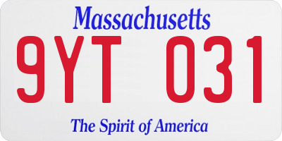 MA license plate 9YT031