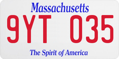 MA license plate 9YT035