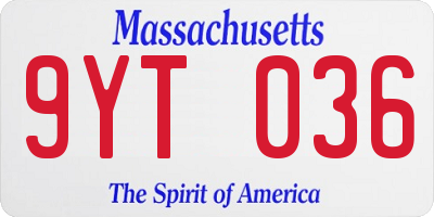 MA license plate 9YT036
