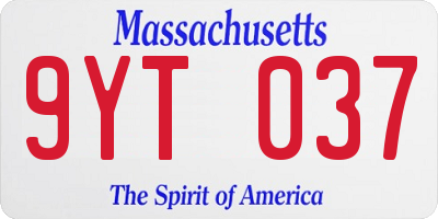 MA license plate 9YT037
