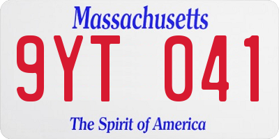 MA license plate 9YT041