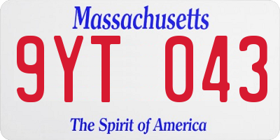 MA license plate 9YT043