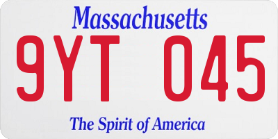 MA license plate 9YT045