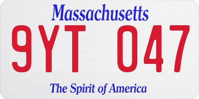 MA license plate 9YT047