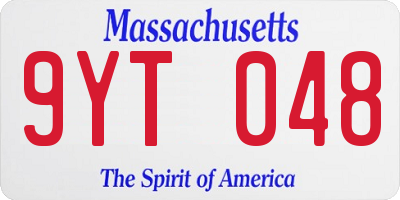 MA license plate 9YT048