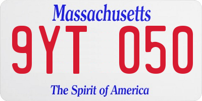 MA license plate 9YT050