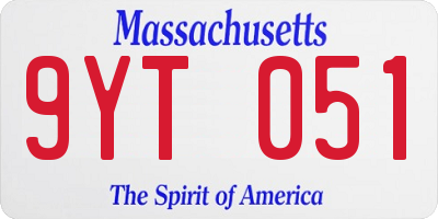 MA license plate 9YT051