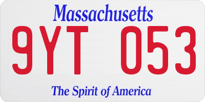 MA license plate 9YT053