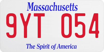 MA license plate 9YT054