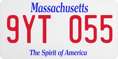 MA license plate 9YT055