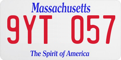 MA license plate 9YT057