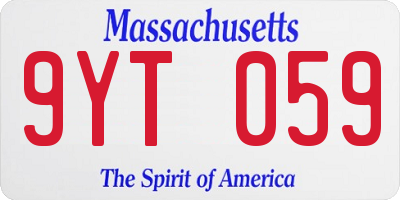 MA license plate 9YT059