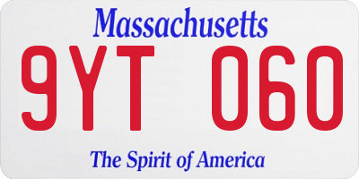 MA license plate 9YT060