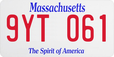 MA license plate 9YT061