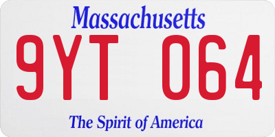 MA license plate 9YT064