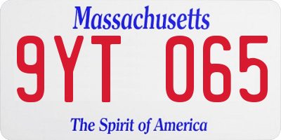 MA license plate 9YT065