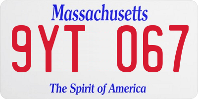 MA license plate 9YT067