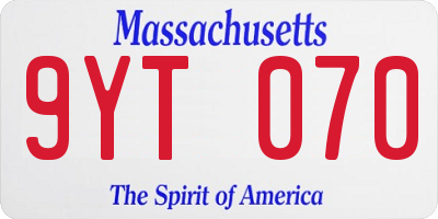 MA license plate 9YT070