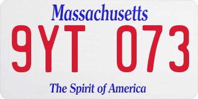 MA license plate 9YT073
