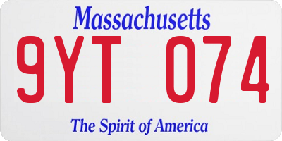 MA license plate 9YT074