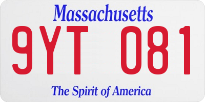 MA license plate 9YT081