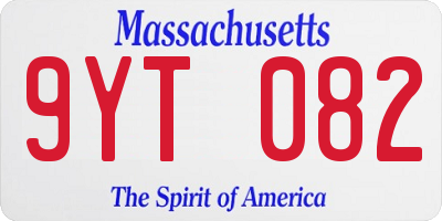 MA license plate 9YT082