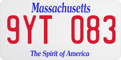 MA license plate 9YT083