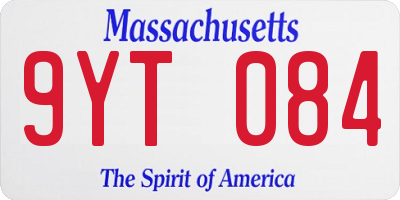MA license plate 9YT084