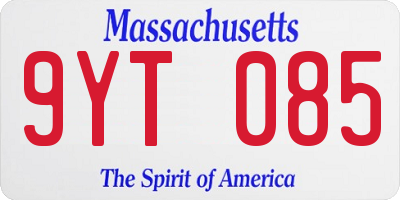 MA license plate 9YT085