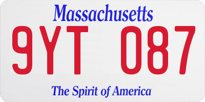 MA license plate 9YT087