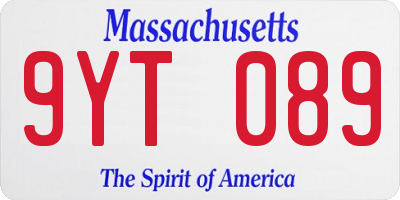 MA license plate 9YT089