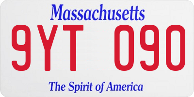 MA license plate 9YT090