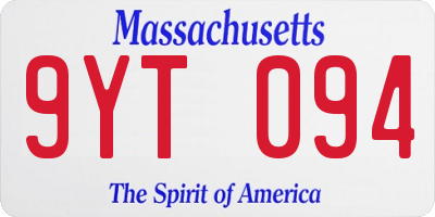 MA license plate 9YT094
