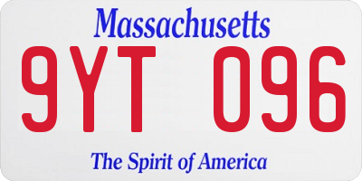 MA license plate 9YT096